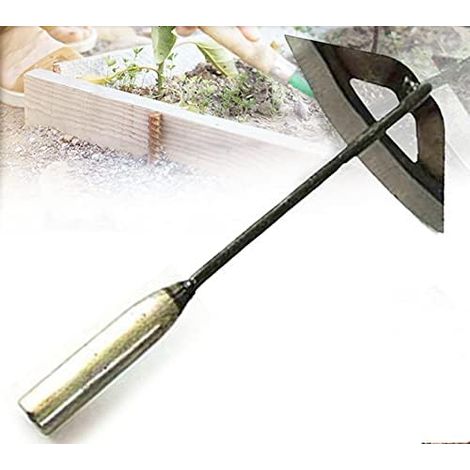 Houe de jardin entièrement en acier, houe creuse à long manche, outil de désherbage, ameublissement du sol, houe de jardin (S) (1/5)