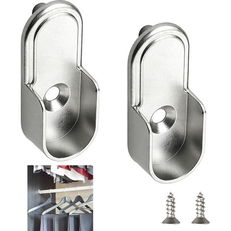 2 Pièces Supports Ovales Pour Tringle À Vêtements, Support Ovale, Support Barre Penderie, 30×15 mm Alliage De Zinc, Comprend 2 Vis, En Alliage De Zinc Pour Tringle À Vêtements, Armoire (1/5)
