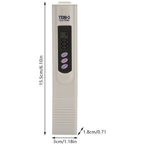 Testeur TDS , appareil de mesure numérique multifonctionnel, testeur professionnel de qualité de l'eau, testeur de pureté, débitmètre 0-9990 ppm avec écran LCD pour eau du robinet et aquarium (1/3)