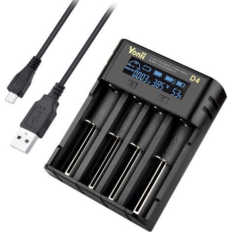 Chargeur de batterie, adapté aux batteries 18650 22650, chargeur de batterie universel à 4 emplacements, adapté à la batterie lithium-ion rechargeable Ni-AH Ni-CD A AA AAA SC F6 10440 14500 (1/5)