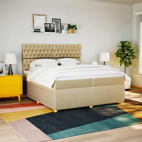 Boxspringbett mit Matratze Creme 200x200 cm Stoff (1/5)
