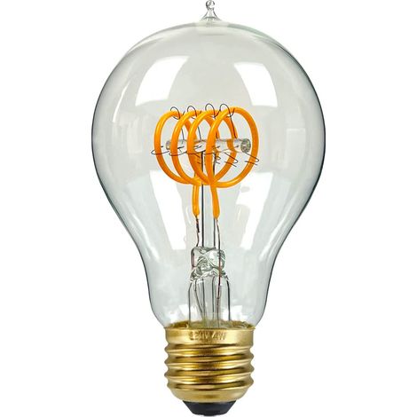 Ampoules LED vintage 4W à intensité variable, style Edison antique, filament LED 220/240V, verre transparent, lumière chaude scintillante (A60 Quad Loop)-AquaForge (1/4)