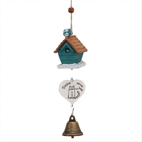 Vogelhaus-Käfig-Windspiel, niedlicher Hängeschmuck, blau, Bastelarbeit (1/5)
