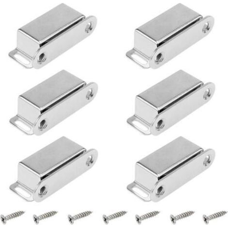 6 Pièces Loquet Magnetique Porte de Acier Inoxydable Aimants Loqueteaux Magnétiques Aimant Pour Porte de Placard Meuble Aimant Puissant Jusqu’à 6kg avec Vis pour Tiroirs (1/5)