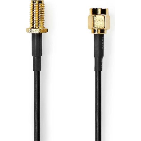 Nedis antennenkabel sma stecker sma buchse vergoldet 50 ohm einzeln geschirmt 500 m rund pvc schwarz box (1/2)