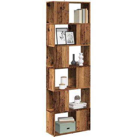 Bücherregal/Raumteiler Altholz-Optik 60x24x186 cm