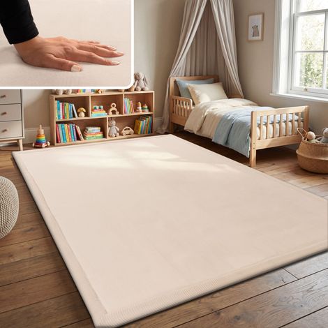 Paco Home Tappeto Bambini Cameretta Bambina Ragezzi Tappeto Morbido Antiscivolo Moderno 160x220 cm, Crema (1/5)