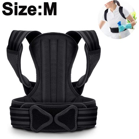 Correcteur De Posture - Soutien Lombaire Et Dorsal Avec Tiges De Renforcement - Pour Adulte - Noir - Tailles M L XL (1/5)
