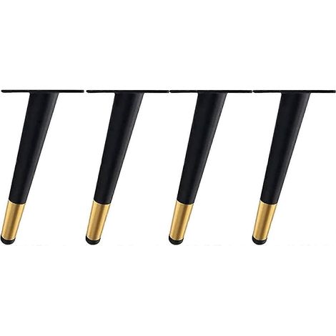 Ensemble de 4 pieds de meubles inclinés en métal, pour tables, armoires et autres meubles - Couleur dorée - Hauteur 15 cm - Convient également pour canapés, tables et autres meubles. (1/5)