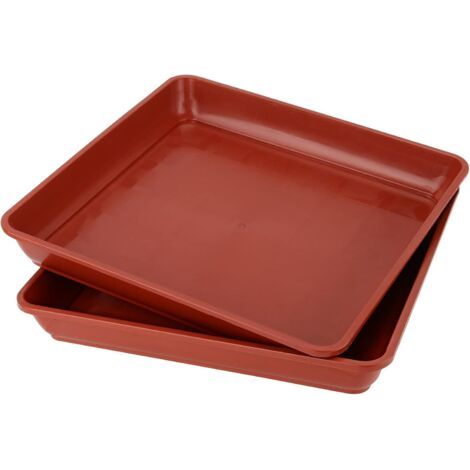 Bac à plantes en plastique rouge brique 3535cm bac à égouttement carré bac à fleurs adapté à l'intérieur et à l'extérieur, 2 pièces