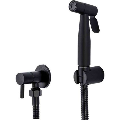 Portable Black Bidet Sprayer - Stainless Steel - Toilet Faucet - Shattaf Valve