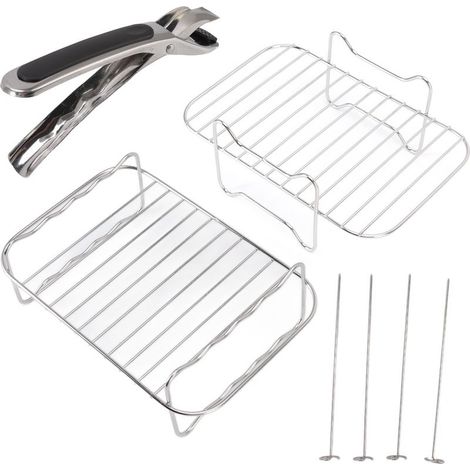 Grille de friteuse en acier inoxydable avec pinces anti-brûlure pour brochettes - Compatible NINJA FOODI 8QT (1/5)