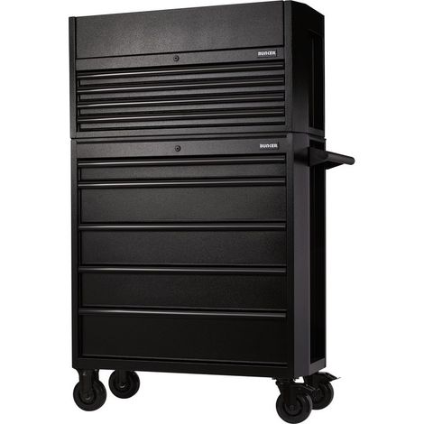Draper 24248 BUNKER 9 Drawer Combined Roller Cabinet and Tool Chest, 36"", Black