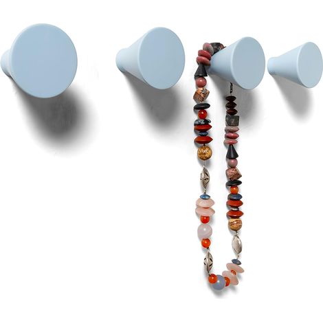 4 Patere Porte Manteau Mural Bleu - Patère Murale Deco Crochets Porte-Manteau Mural Design Chambre Moderne - Portemanteaux pour Entrée (1/5)