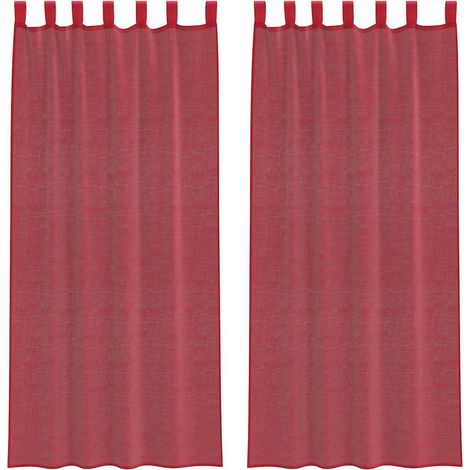 Maison Exclusive - Tende in Voile con Passanti 2 pz Rosso Vino 140x225 cm