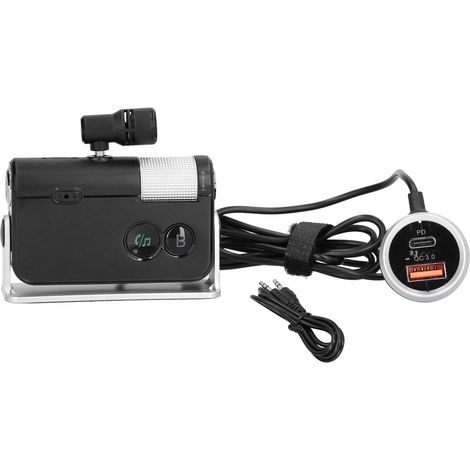 Chargeur Bluetooth Voiture USB TypeC QC3.0 PD18W 18W Microphone Mains Libres Fonction Multiple (1/5)