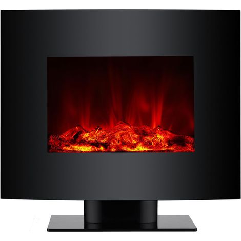 Purline – Cheminée électrique 2000W verre trempé noir – Télécommande incluse – Design minimaliste pour installation murale ou au sol