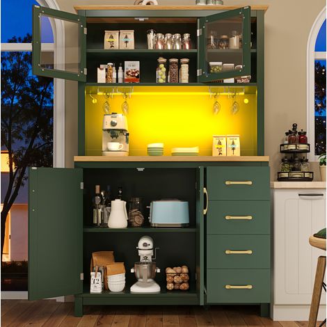 Credenza 105,5x40x180 cm in MDF verde, con vano contenitore per sala da pranzo FloraGrace (1/5)