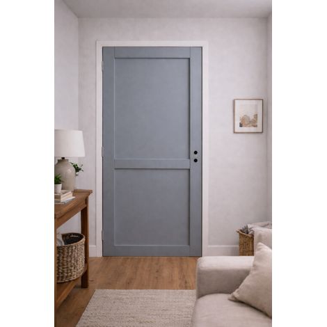 Bloc Porta Athena Grigio Chiaro 2 Pannelli H204 x L83 cm Cornice Tavola P. destra GD MENUISERIES