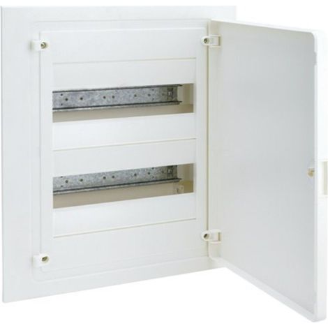 Hager – Tableau électrique encastré 2 rangées 24 modules VF212PE – Indice de protection IP40 – Chocs IK07 – Ouverture 180°