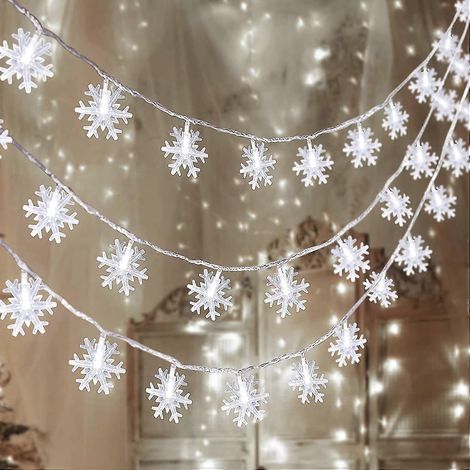 80 LED-Lichterketten in Schneeflockenform – Winterwunderland-Lichterdekoration, geeignet für Weihnachtsfeiern im Innen- und Außenbereich