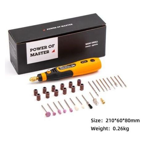3.6 V Outil Rotatif Multifonction Sans Fil,broyeur électrique au lithium, 32Pièces Accessoires pour Sculpture, Polissage, Ponçage, Perçage et Bricolage,outil électrique usb (1/5)