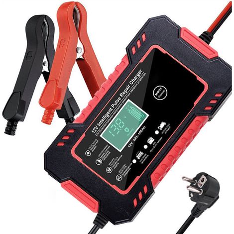 Chargeur de batterie 12V 6A,chargeur intelligent doté de multiples fonctions de protection, de maintenance et de réparation automatiques,adapté aux voitures,AGM,Gel et SLA (2-100 AH) (1/4)