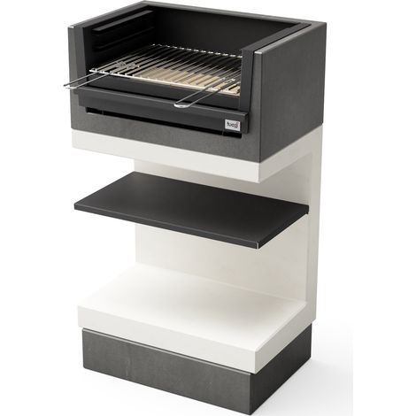 TUOZI - Barbacoa de Obra para Leña y Carbón Modelo KITAWAY MINI GRILL (Gris/Blanco - 63 x 41,5 x 110 cm) REF: T00979 - Uso en Exteriores
