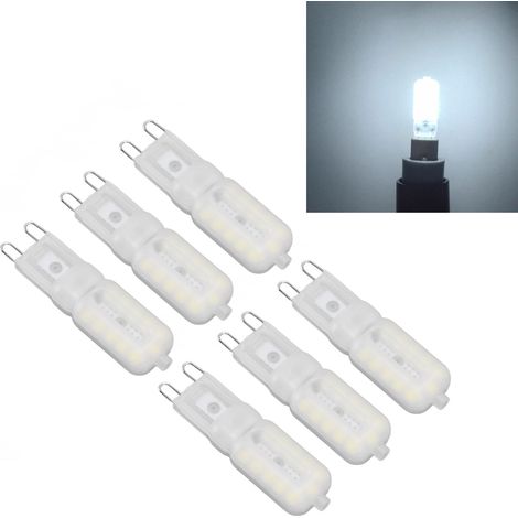 Ampoules G9 5W/22LED/2835 à intensité variable pour suspensions, plafonniers, appliques murales et lampes de table (6 ampoules au total, lumière blanche 110V). (1/5)