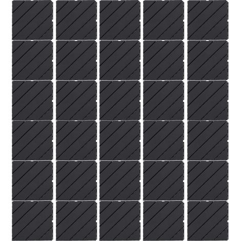 30 Dalles Plastique Emboîtables Terrasse Étanche Bonne Capacité Portante Antidérapant Silencieux Carrelage Extérieur Gris Foncé (1/5)
