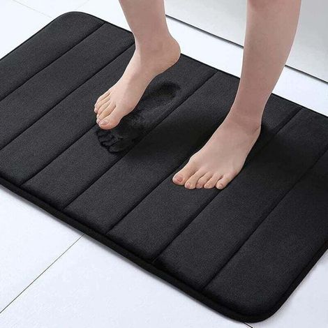 Bath mat in memory foam, 60 x 40 cm, ultra morbid and anti-scivolo, absorbent and washable in the washer, per bath, doccia and vasca, black (1/4)