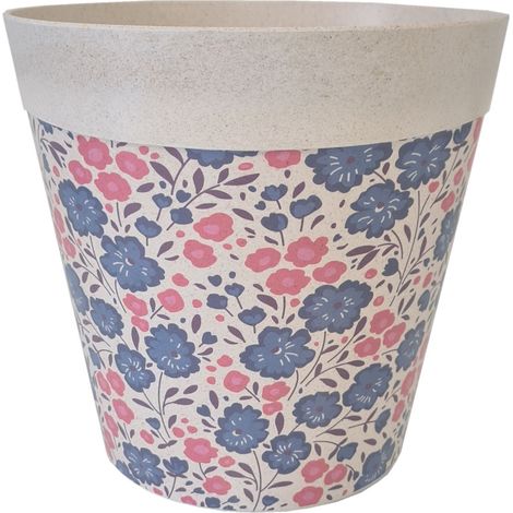Cache Pot en Bambou Fleurs roses et violettes 21 cm (1/2)