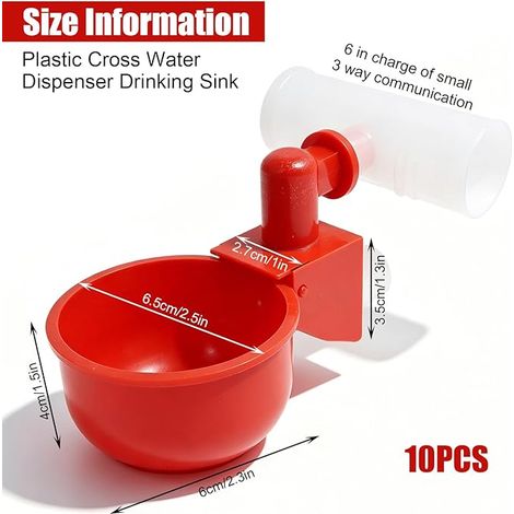 abreuvoirs : Ø 6,5 × 4 cm - Abreuvoir en plastique - Abreuvoir à poules - clapier et volaille (rouge) (1/4)
