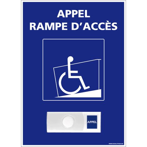 Signaletique.Biz France – Panneau d'accès PMR 15 x 21 cm – Signalisation handicap avec sonnette sans fil – PVC résistant aux intempéries – Installation facile