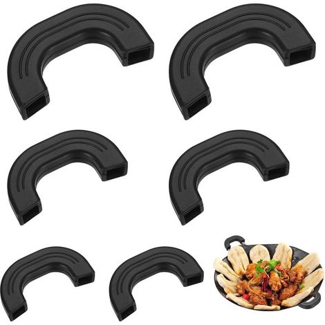 Pair of universal pot handles, heat-resistant silicone pot handle lids for woks, pans, hobs and cast iron oven gloves (Black, 3 sizes) (1/5)