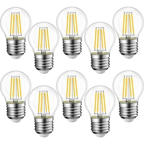 10 pièces E27 G45 ampoules LED 4W équivalent à 40W, ampoules LED rétro E27, clair chaud 3000K, verre, 10 pièces