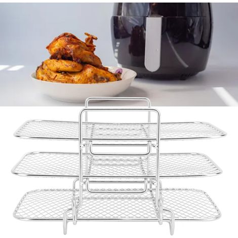Dreistufiger Dampfgar-/Garrost, Zubehör für Heißluftfritteusen aus Edelstahl (1/5)