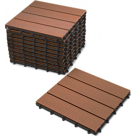 Terrassenfliesen Balkonfliesen WPC 11 Stück=1 m² teakfarben (1/5)