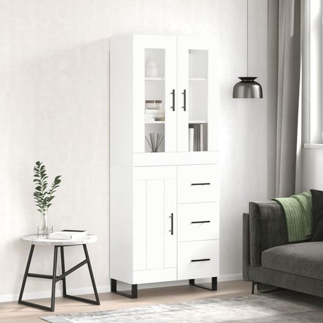 Buffet haut,Buffet de salon,Commode Meuble de rangement,Style Industriel Blanc 69,5x34x180 cm Bois d'ingénierie VNWE518869 (1/5)
