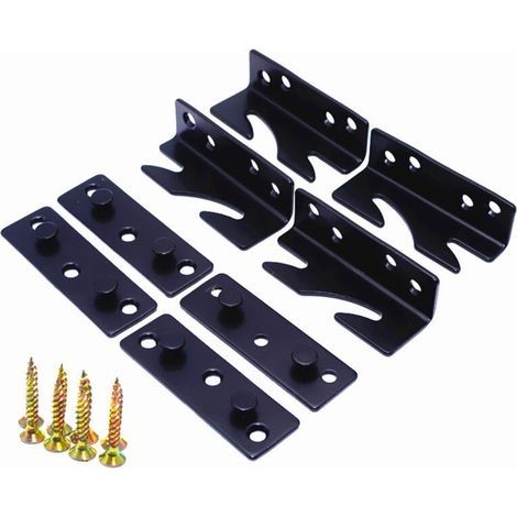 Support de lit robuste sans mortaise, en acier de 3 mm d'épaisseur, dimensions : 8,25 cm x 2,5 cm x 3,2 cm (paquet de 4).