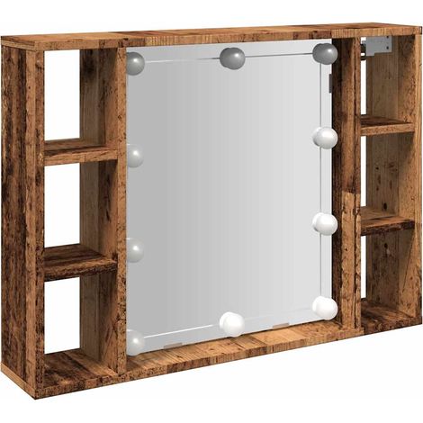 Maison Exclusive - Armoire à miroir et LED vieux bois 76x15x55cm bois d'ingénierie (1/5)