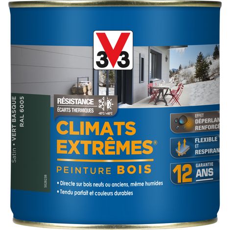 V33 – Peinture bois extérieur Climats Extrêmes satin 0,5L – Résistance thermique -40°C à +60°C – Film déperlant – Couleurs durables (1/3)