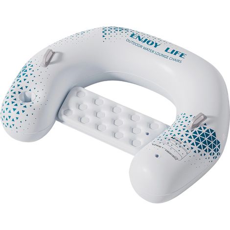 Chaise Longue Flottante Gonflable 93x100 cm avec Porte-Gobelet – Bouée de Piscine Cubique Style Sel Marin, Matelas Aquatique d'Été pour Adultes, Confort Rafraîchissant pour Extérieur et Plage