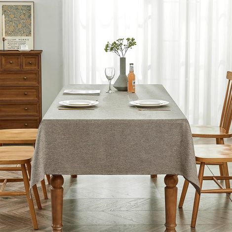 Nappe 140x180 cm Brun-gris, antitache, infroissable, rectangulaire
