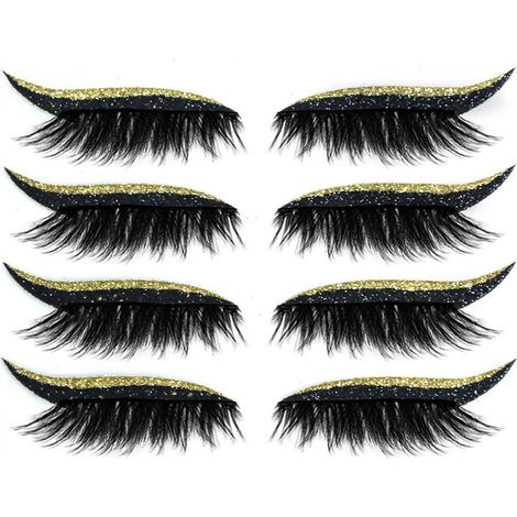 4 Paires Autocollants Réutilisables pour Yeux Liner & Faux Cils Waterproof, Faciles à Poser et Retirer (1/5)