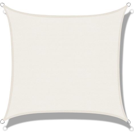 Voile d'ombrage (HDPE) Rectangulaire 3.5 x4.8m Crème Protection des Rayons UV pour Terrasse Camping Extérieur Jardin (1/5)