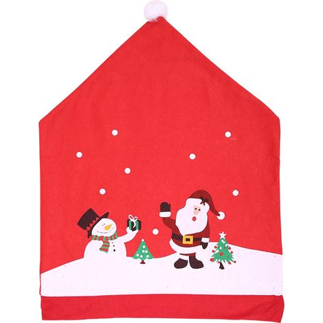 Housse de chaise de Noël 2 pièces, motif bonhomme de neige et vieil homme, décoration de Noël (1/5)