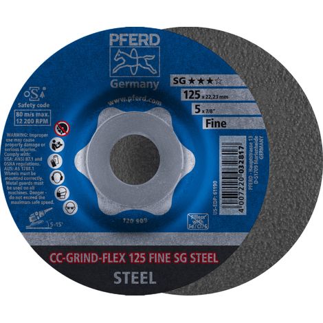 PFERD TOOLS CC-GRIND FLEX Schleifscheibe 125x22,23 mm FINE Leistungslinie SG STEEL für Stahl 10 Stk (1/4)