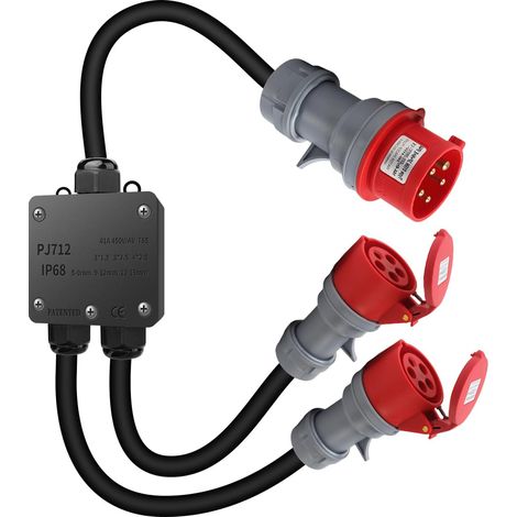 Adaptateur CEE 32 A vers 16 A, 2 Prises CEE 230 V 16 A 5 Broches, rallonge CEE IP44-68, répartiteur de Courant Fort pour Camping, extérieur, Industrie, Chantier, Atelier, 1,5 m (1/5)
