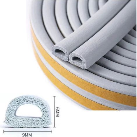Nastro sigillante per porte e finestre - 10 m - Strisce autoadesive per sigillare porte e finestre - Resistente agli urti - Nastro sigillante in gomma - Schiuma - Sigillatura e isolamento acustico - G (1/5)